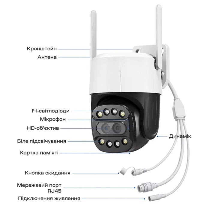 IP PTZ-відеокамера з WiFi 2Mp+8Mp Light Vision VLC-9284WI10Z/2C (Camhi Pro) f=3.6mm+8mm, ІЧ+LED-підсвічування, з мікрофоном