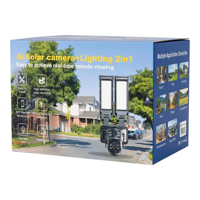IP PTZ-відеокамера автономна з WiFi, прожектором та сонячною панеллю 3Mp+3Mp+3Mp Light Vision VLC-1223WIL/3C (Lamp+Solar) f=4mm, на акумуляторних батареях