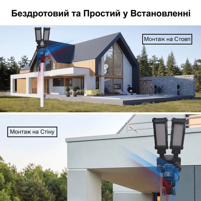 IP PTZ-відеокамера автономна з WiFi, прожектором та сонячною панеллю 3Mp+3Mp+3Mp Light Vision VLC-1223WIL/3C (Lamp+Solar) f=4mm, на акумуляторних батареях