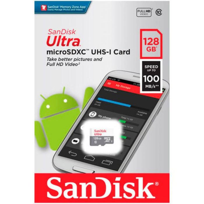 Карта пам'яті microSDXC (UHS-1) SanDisk Ultra 128Gb class 10 A1 (100Mb/s) (SDSQUNR-128G-GN6MN)