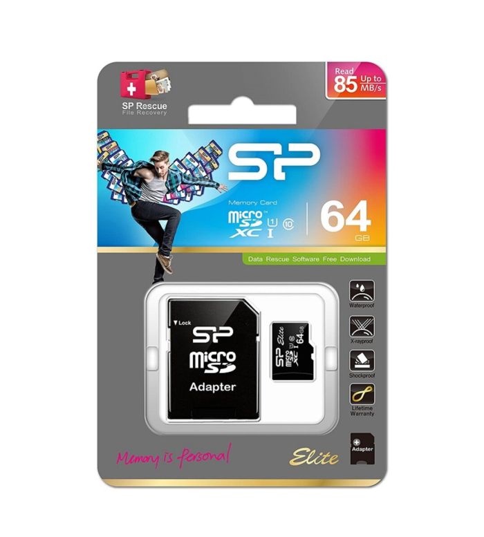 Карта пам'яті microSDXC (UHS-1) SiliconPower Elite 64Gb class 10 (adapter SD) (SP064GBSTXBU1V10SP)