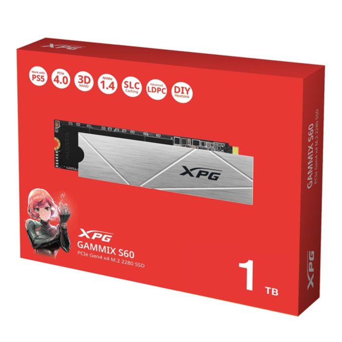 Накопичувач SSD M.2 ADATA GAMMIX S60 1TB 2280 PCIe 4x4 NVMe 3D NAND Read/Write:5000/3200 MB/sec (AGAMMIXS60-1T-CS)