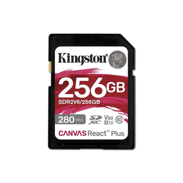 Карта пам'яті SDXC (UHS-II U3) Kingston Canvas React Plus 256Gb class 10 V60 (R280MB/s, W150MB/s) (SDR2V6/256GB)
