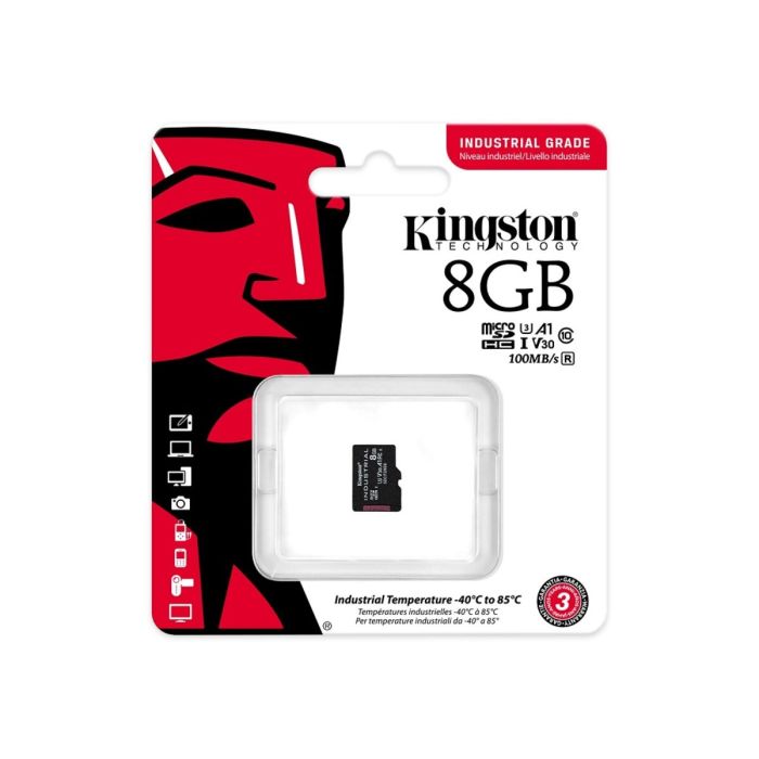 microSDHC (UHS-1 U3) Kingston Industrial 8Gb class 10 V30 А1 (SDCIT2/8GBSP)