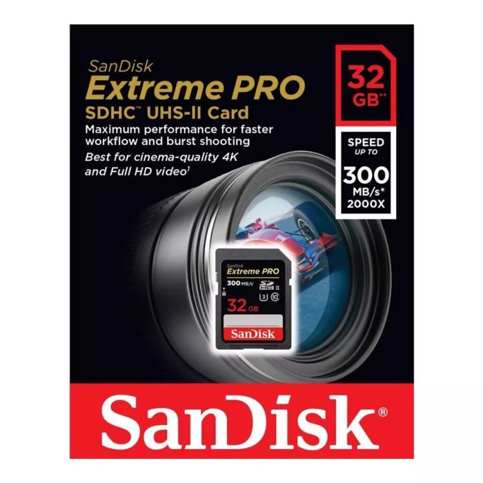 Карта пам'яті SDXC (UHS-II U3) SanDisk Extreme Pro 32Gb class 10 V90 (R300MB/s, W260MB/s) (SDSDXDK-032G-GN4IN)