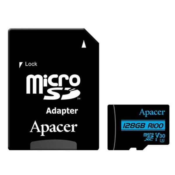 Карта пам'яті microSDXC (UHS-1 U3) Apacer 128Gb class 10 V30 R100MB/s (adapter SD) (AP128GMCSX10U7-R)