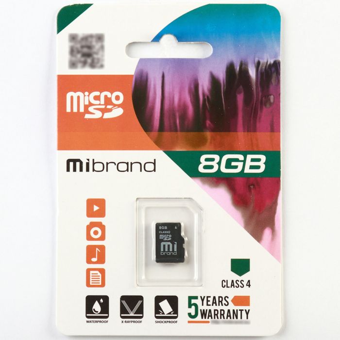 Карта пам'яті microSDHC Mibrand 8Gb class 4 (MICDC4/8GB)