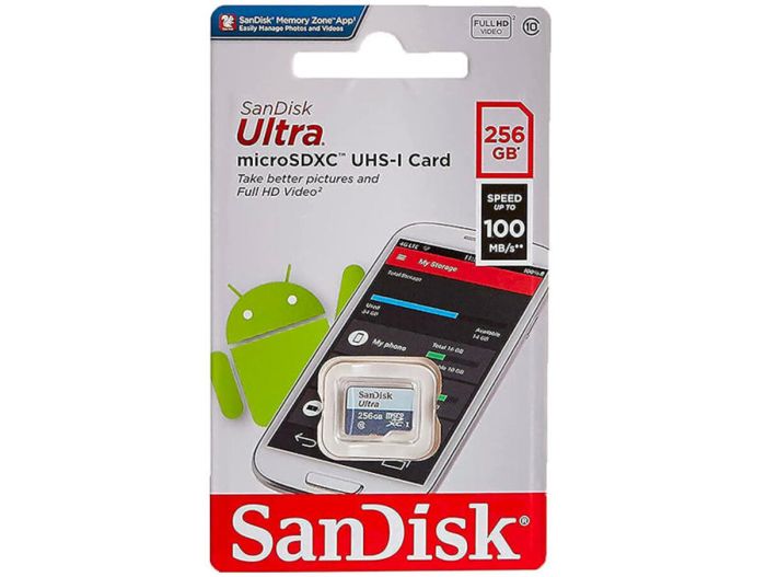 Карта пам'яті microSDXC (UHS-1) SanDisk Ultra 256Gb class 10 A1 (100Mb/s) (SDSQUNR-256G-GN3MN)