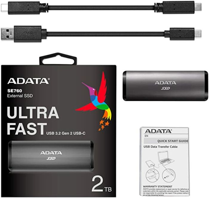 Портативний SSD ADATA SE760 512GB USB 3.2 Gen2 Type-C Titanium (ASE760-512GU32G2-CTI)