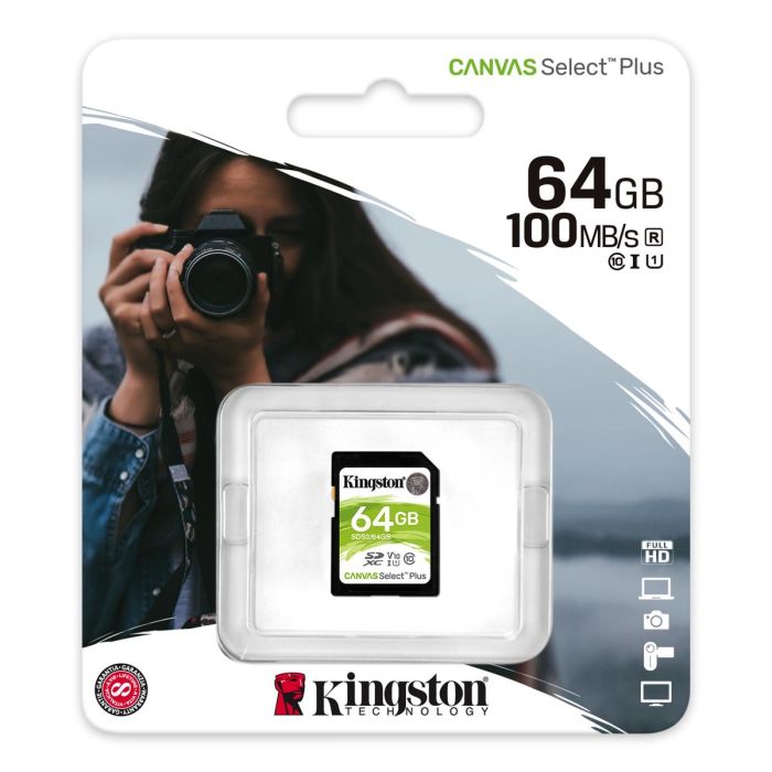 Карта пам'яті SDXC (UHS-1 U1) Kingston Canvas Select Plus 64Gb class 10 V10 (R-100MB/s) (SDS2/64GB)
