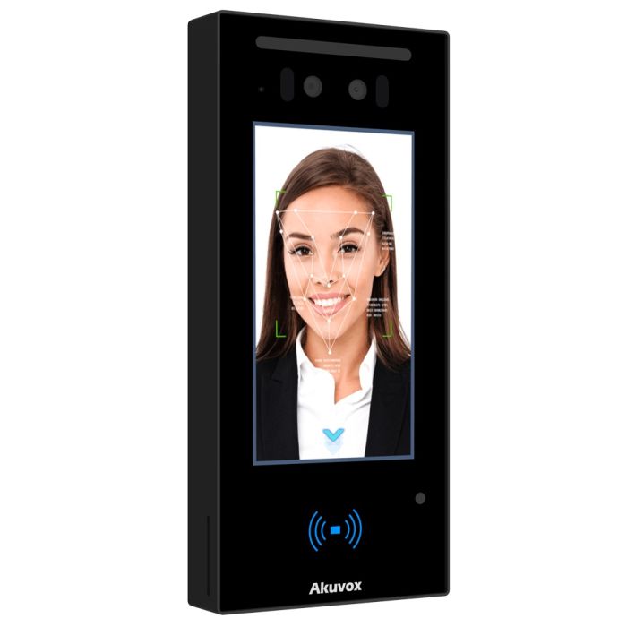 IP-панель виклику Akuvox E16C з біометричним терміналом розпізнавання облич (в масці), температури тіла та зчитувачем RFID карт