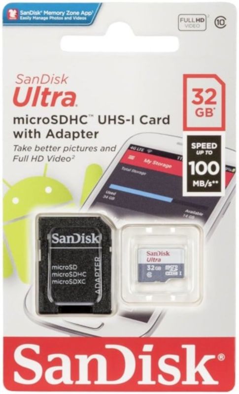 Карта пам'яті microSDHC (UHS-1) SanDisk Ultra 32Gb class 10 A1 (100Mb/s) (adapter SD) (SDSQUNR-032G-GN3MA)