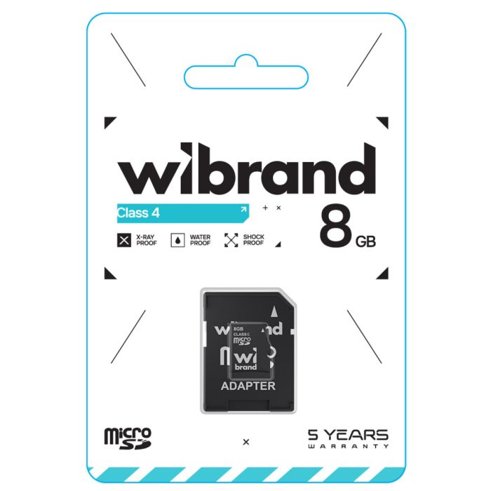 Карта пам'яті microSDHC Wibrand 8Gb class 4 (adapter SD) (WICDC4/8GB-A)