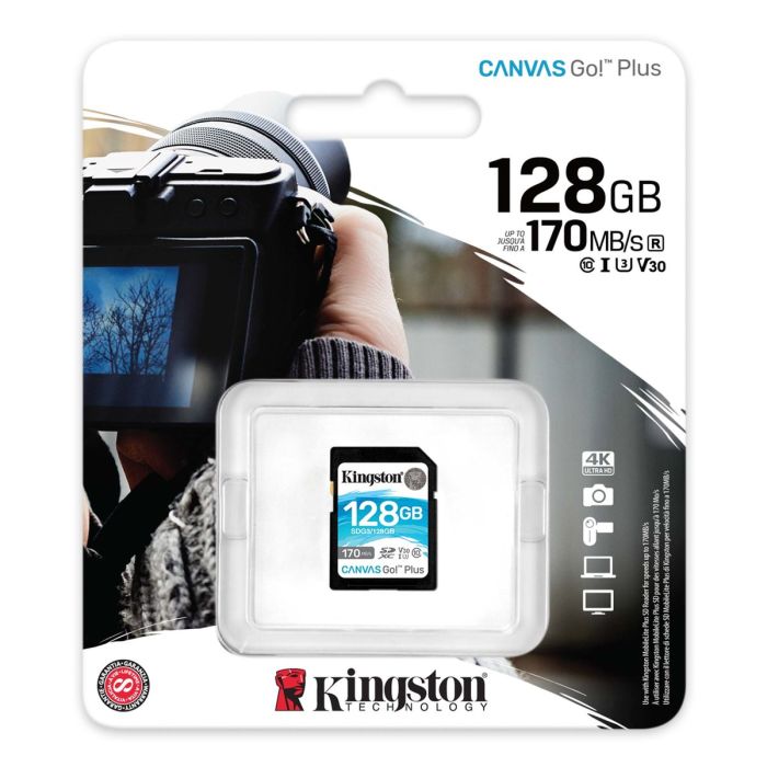 Карта пам'яті SDXC (UHS-1 U3) Kingston Canvas Go Plus 128Gb class 10 V30 (R170MB/s, W90MB/s) (SDG3/128GB)