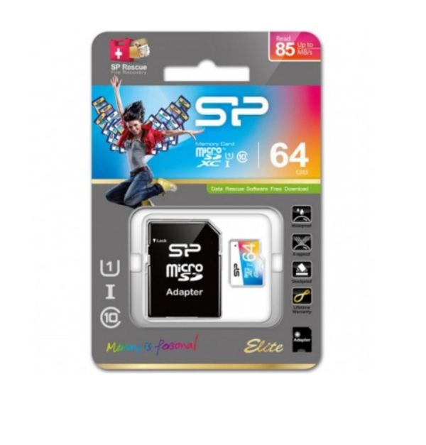 Карта пам'яті microSDXC (UHS-1 U1) SiliconPower Elite Color 64Gb class 10 A1 V10 (adapter SD) (SP064GBSTXBV1V20SP)