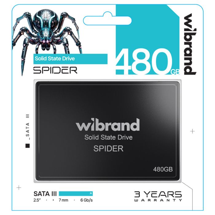 Накопичувач SSD Wibrand Spider 480GB 2.5"; 7mm SATAIII Standard (WI2.5SSD/SP480GBST)