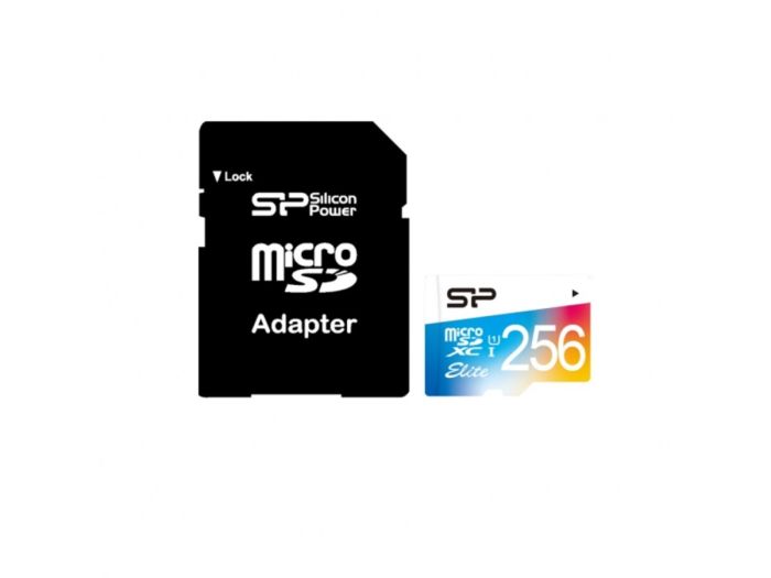Карта пам'яті microSDXC (UHS-1) SiliconPower Elite Color 256Gb class 10 (adapter SD) (SP256GBSTXBU1V20SP)