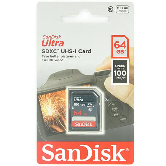 Карта пам'яті SDHC (UHS-1) SanDisk Ultra 64Gb class 10 (100Mb/s) (SDSDUNR-064G-GN3IN)