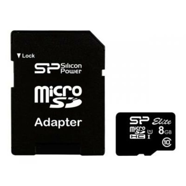 Карта пам'яті microSDHC (UHS-1) SiliconPower Elite 8Gb class 10 (adapter SD) (SP008GBSTHBU1V10SP)