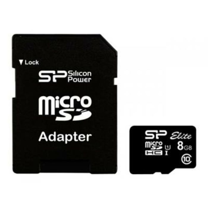 Карта пам'яті microSDHC (UHS-1) SiliconPower Elite 8Gb class 10 (adapter SD) (SP008GBSTHBU1V10SP)