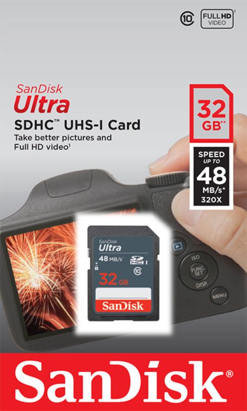 Карта пам'яті SDHC (UHS-1) SanDisk Ultra 32Gb class 10 (SDSDUNB-032G-GN3IN)