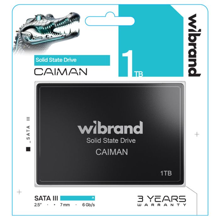 Накопичувач SSD Wibrand Caiman 1TB 2.5"; 7mm SATAIII Standard (WI2.5SSD/CA1TBST)
