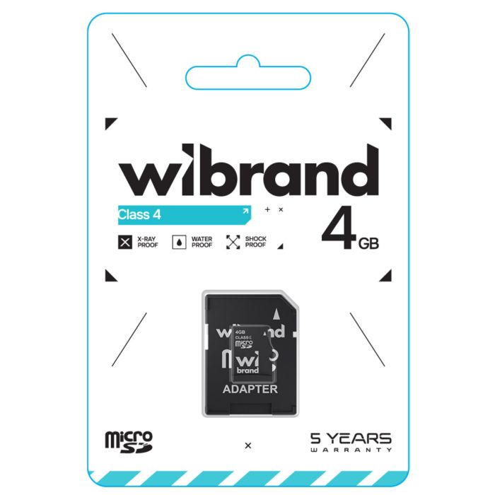 Карта пам'яті microSDHC Wibrand 4Gb class 4 (adapter SD) (WICDC4/4GB-A)