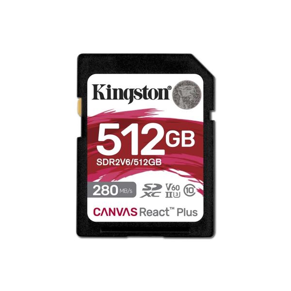 Карта пам'яті SDXC (UHS-II U3) Kingston Canvas React Plus 512Gb class 10 V60 (R280MB/s, W150MB/s) (SDR2V6/512GB)