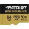 microSDXC (UHS-1 U3) Patriot High Endurance 64Gb class 10 V30 (R-95MB/s) (PEF64GE31MCH)