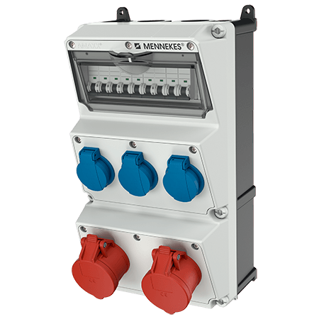 Комбінований модуль AMAXX 390x225 мм з роз'ємами 2xCEE16А5п 3xSchuko 2xMCB16А3п/D 3xMCB16А1п/C IP44 | MENNEKES, MENNEKES (артикул 930004)