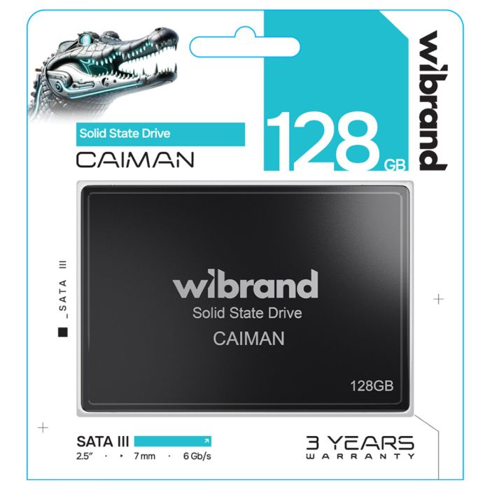 Накопичувач SSD Wibrand Caiman 128GB 2.5"; 7mm SATAIII Standard (WI2.5SSD/CA128GBST)