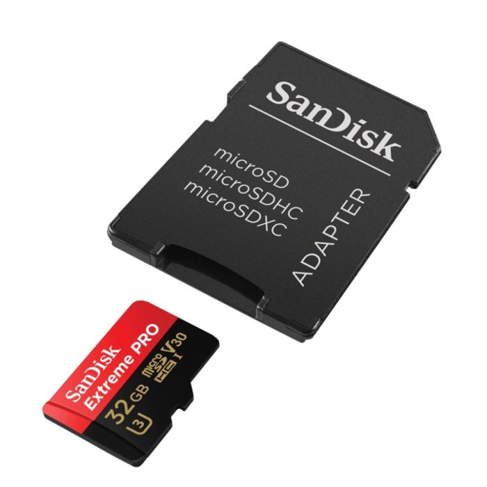 Карта пам'яті microSDXC (UHS-1 U3) SanDisk Extreme Pro A1 32Gb class 10 V30 (R100MB/s,W90MB/s) (adapter) (SDSQXCG-032G-GN6MA)
