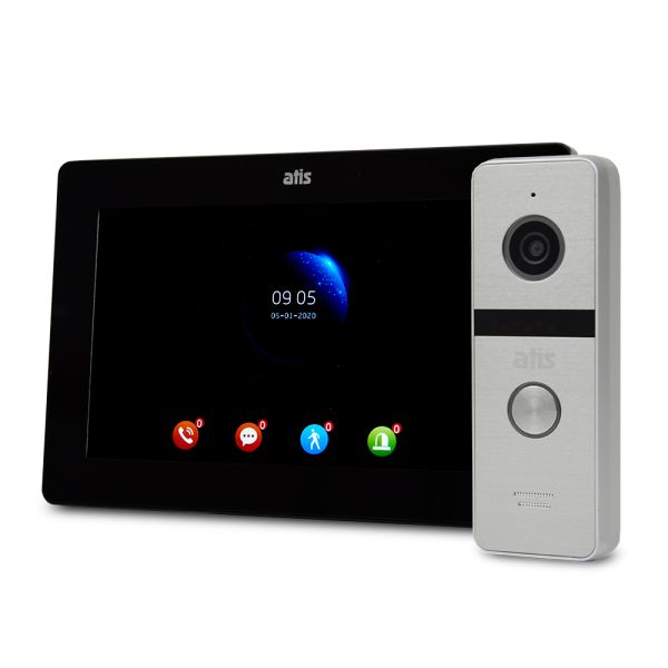Комплект Wi-Fi відеодомофонa 7" ATIS AD-770FHD/T-Black з підтримкою Tuya Smart + AT-400FHD Silver