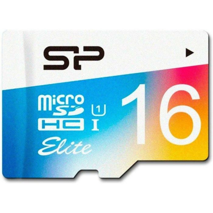 Карта пам'яті microSDHC (UHS-1) SiliconPower Elite Color 16Gb class 10 (SP016GBSTHBU1V20)
