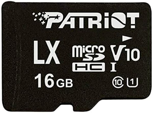 microSDHC (UHS-1 U1) Patriot LX Series 16Gb class 10 V10 (R-90MB/s, W-40MB/s) (adapter SD) (PSF16GLX1MCH)
