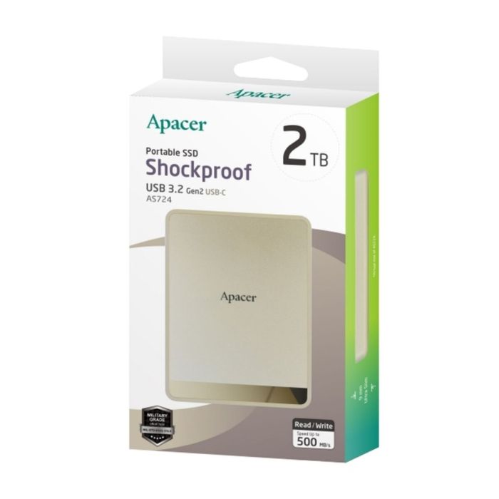 Портативний SSD Apacer AS724 512 GB USB 3.2 Gen.2 Type-C Read/Write 500MB/s Cream (AP512GAS724C-1)
