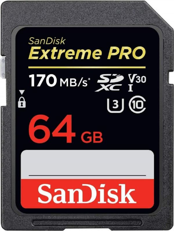 Карта пам'яті SDXC (UHS-1 U3) SanDisk Extreme PRO 64Gb class 10 V30 (170Mb/s) (SDSDXXY-064G-GN4IN)