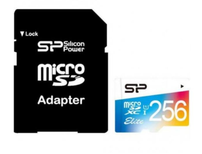 Карта пам'яті microSDXC (UHS-1 U1) SiliconPower Elite Color 256Gb class 10 A1 V10 (adapter SD) (SP256GBSTXBV1V20SP)