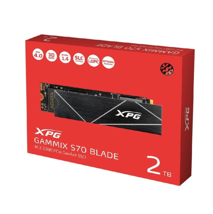 Накопичувач SSD M.2 ADATA GAMMIX S70 BLADE 2TB 2280 PCIe 4x4 NVMe 3D NAND Read/Write:7400/6800 MB/sec (AGAMMIXS70B-2T-CS)