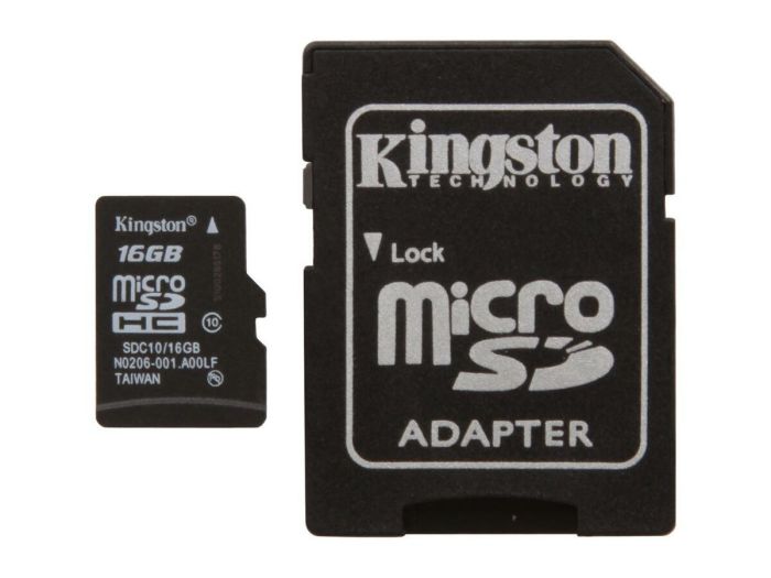 microSDHC (UHS-1) Kingston 16Gb class 10 (adapter SD) (SDC10/16GB)