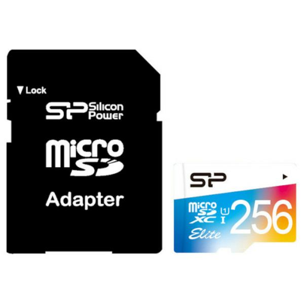 Карта пам'яті microSDXC (UHS-1) SiliconPower Elite Color 256Gb class 10 (adapter SD) (SP256GBSTXBU1V20SP)