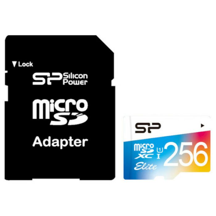 Карта пам'яті microSDXC (UHS-1) SiliconPower Elite Color 256Gb class 10 (adapter SD) (SP256GBSTXBU1V20SP)
