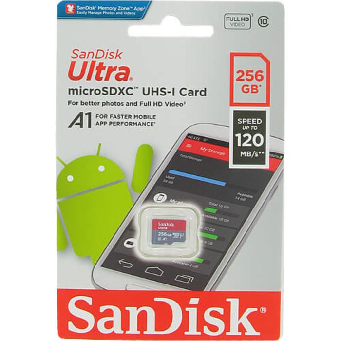 Карта пам'яті microSDXC (UHS-1) SanDisk Ultra 256Gb class 10 A1 (120Mb/s) (SDSQUA4-256G-GN6MN)