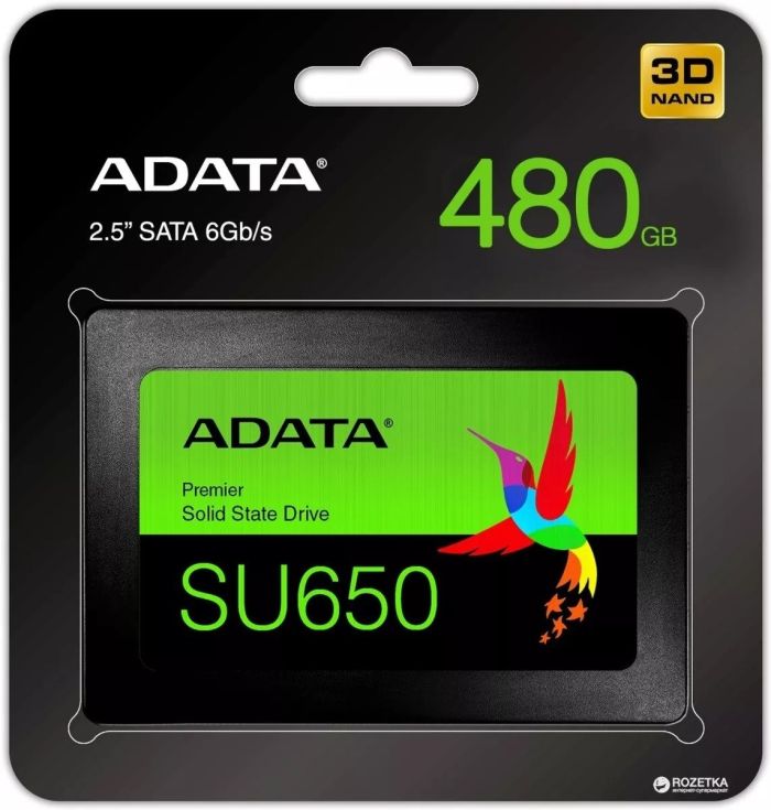 Накопичувач SSD ADATA Ultimate SU650 480GB 2.5" SATA III 3D NAND TLC (ASU650SS-480GT-R)