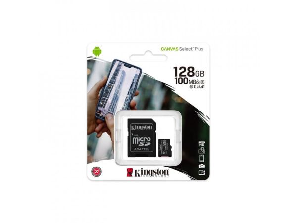 Карта пам'яті microSDXC (UHS-1) Kingston Canvas Select Plus 128Gb class 10 А1 (R-100MB/s) (adapter SD) (SDCS2/128GB)
