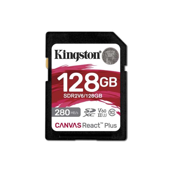 Карта пам'яті SDXC (UHS-II U3) Kingston Canvas React Plus 128Gb class 10 V60 (R280MB/s, W150MB/s) (SDR2V6/128GB)