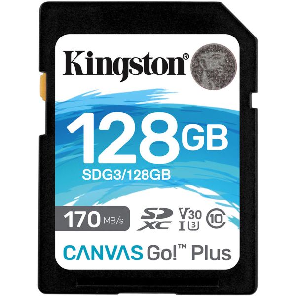 Карта пам'яті SDXC (UHS-1 U3) Kingston Canvas Go Plus 128Gb class 10 V30 (R170MB/s, W90MB/s) (SDG3/128GB)