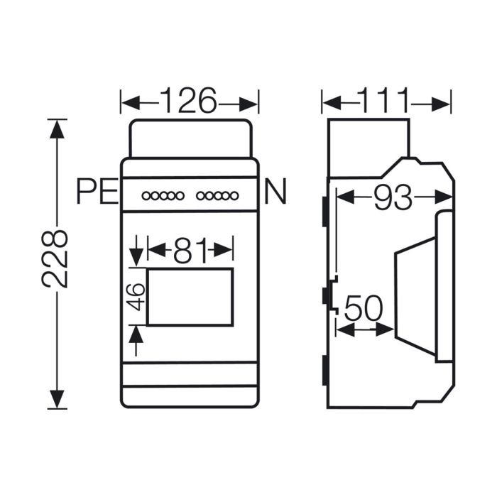 Розподільний щит KV 1504 з клемниками, 1х4.5 модулів, IP54 | HENSEL