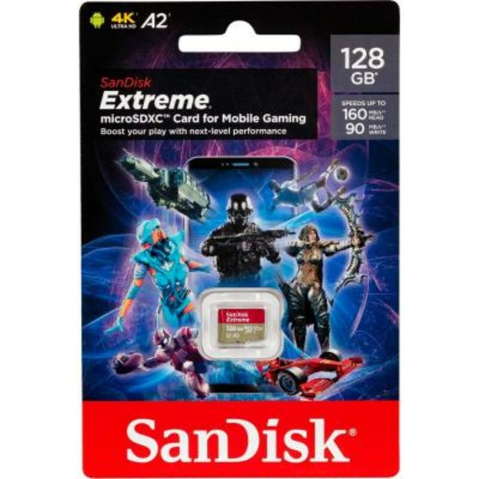 Карта пам'яті microSDXC (UHS-1 U3) SanDisk Extreme For Mobile Gaming A2 128Gb class 10 V30 (R190MB/s,W90MB/s) (SDSQXAA-128G-GN6GN)