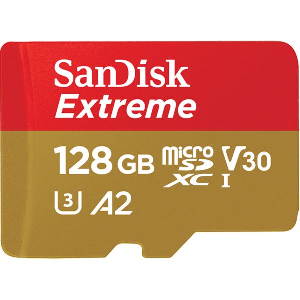 Карта пам'яті microSDXC (UHS-1 U3) SanDisk Extreme Action 128Gb class 10  A2 V30 (R160MB/s) (adapter SD) (SDSQXA1-128G-GN6AA)
